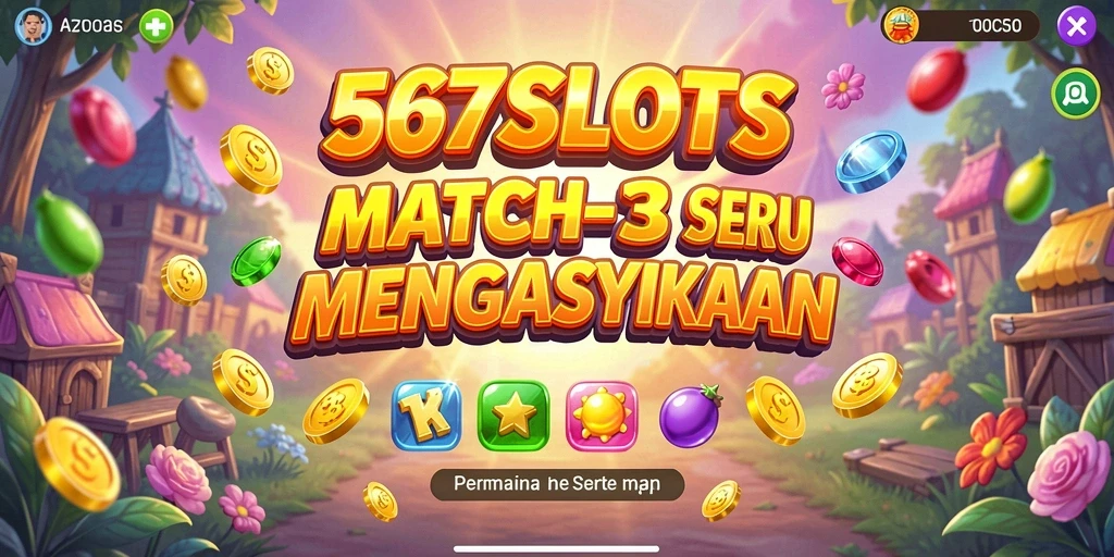 Screenshot game 567SLOTS menampilkan keseruan gameplay Match-3.