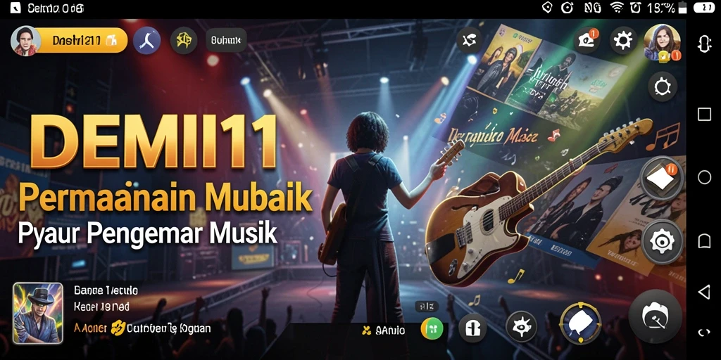 Screenshot menunjukkan pemain menikmati pertandingan musik yang seru.