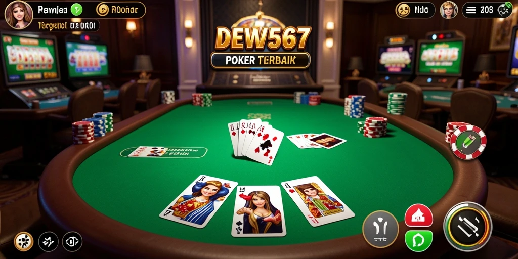 Gameplay DEWI567 yang mendebarkan dalam permainan Poker.