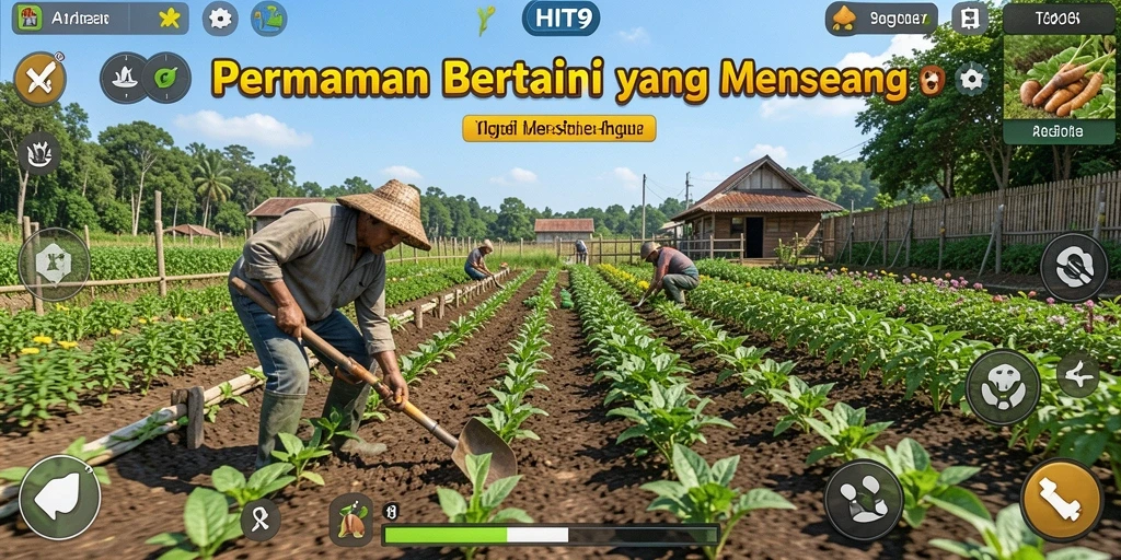 Tangkapan layar HIT9 menampilkan gameplay bertani yang seru dan interaktif.
