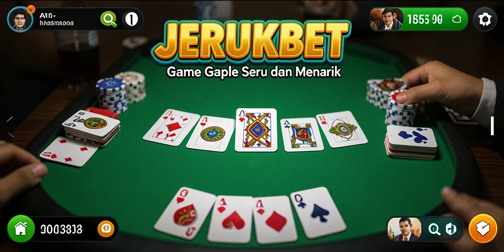 Tampilan gameplay seru JERUKBET saat bermain Gaple.