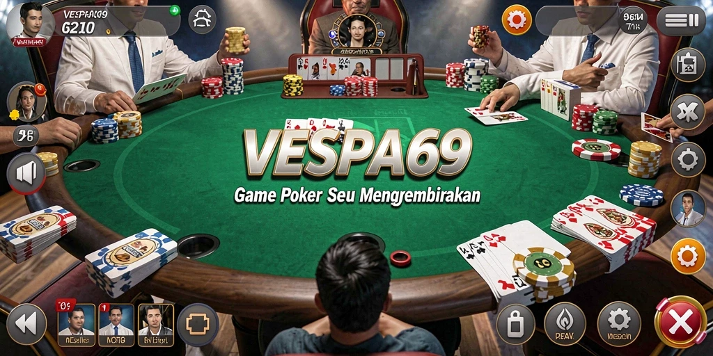 Tampilan gameplay poker yang mendebarkan di VESPA69.